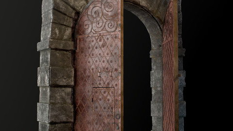 Medieval Fortress Gate Arched Low-poly 3D model