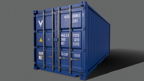 PBR 20 ft Shipping Cargo Container Version 2 - Blue