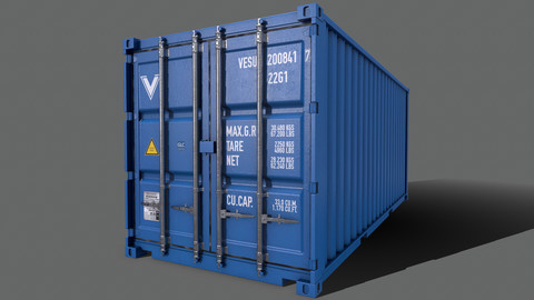 PBR 20 ft Shipping Cargo Container Version 2 - Blue Light