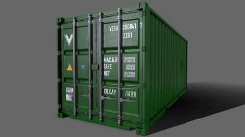 PBR 20 ft Shipping Cargo Container Version 2 - Green