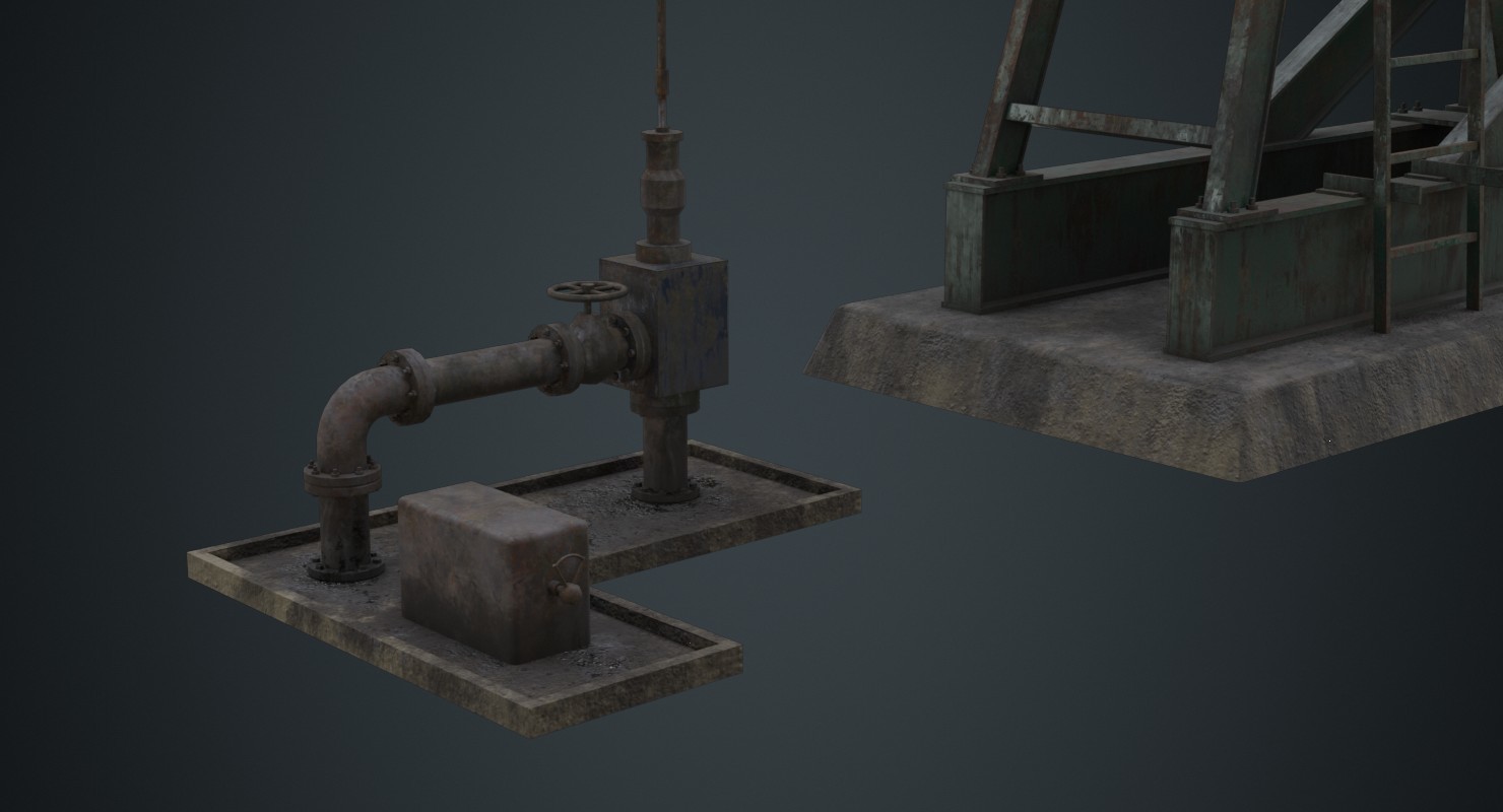 ArtStation Oil Pumpjack 1B Game Assets
