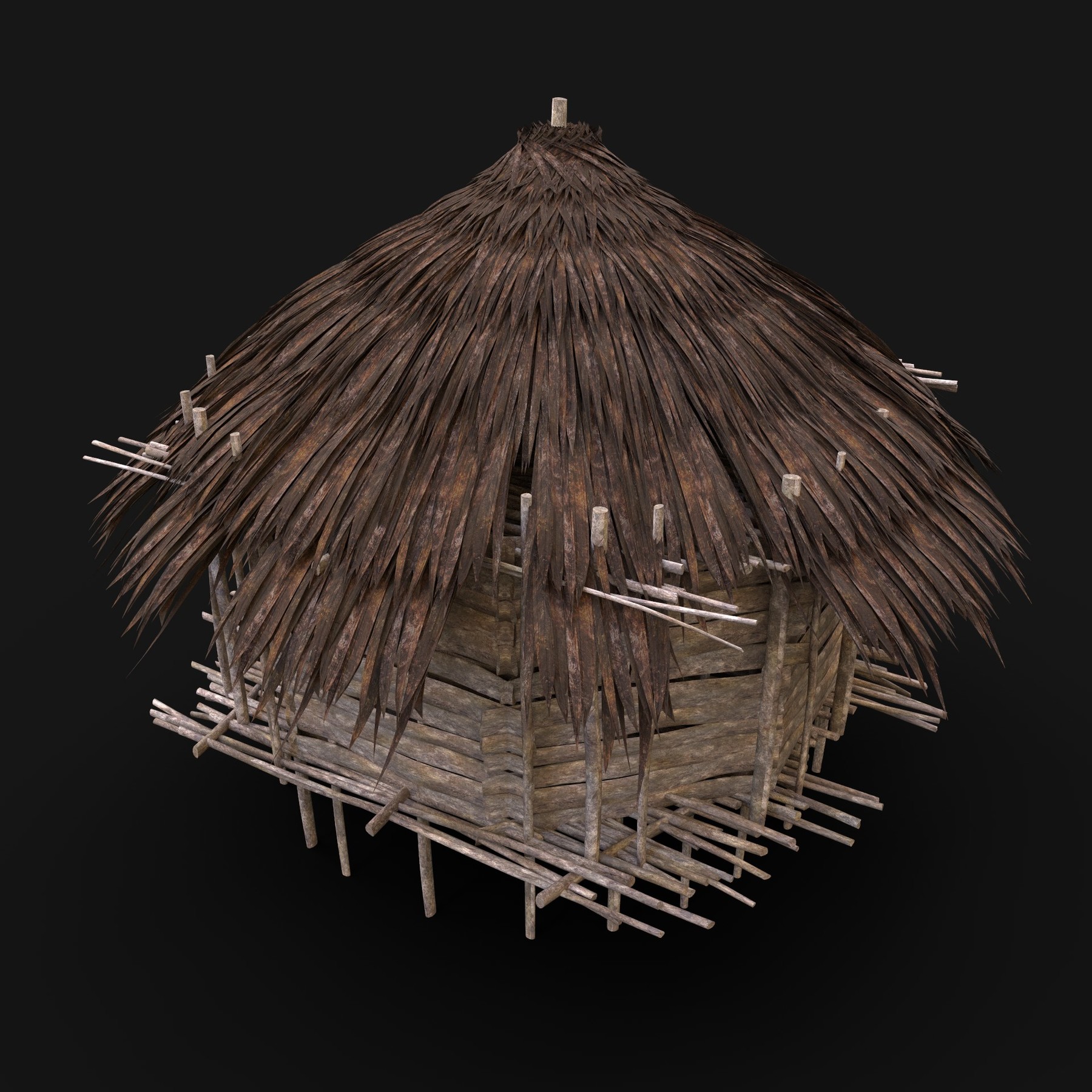 3D model SIMPLE TRIBAL JUNGLE PRIMAL HUT HOUSE TENT TREE SURVIVAL VR / AR /  low-poly