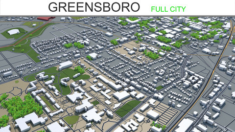 Greensboro City 3D Model  60km