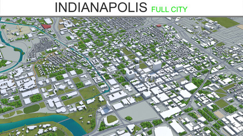 Indianapolis City 3D Model 70 Km