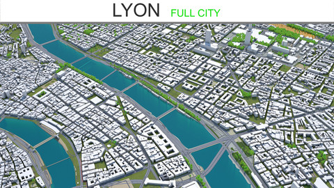 Lyon City 3D Model  25km