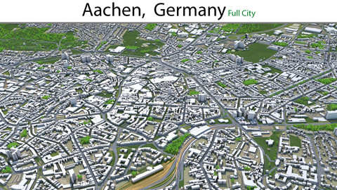 Aachen City  ‎Germany 3D Model 30km