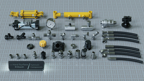 Hard Surface Kitbash Pack - Hydraulic Components