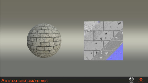 Cracked gray brick + Substance designer + UE4
