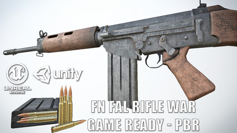 PBR FN FAL Rifle War Game-Ready