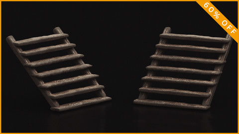 Meieval Wooden Stairs 3D Model