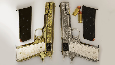 Twin Pistols (2 Ornated M1911 Govenrment Pistols)