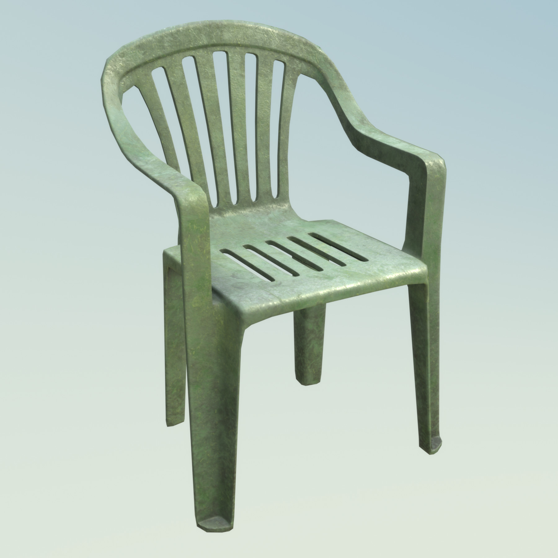 ArtStation Plastic Garden Chair Green 3 Versions Game Assets
