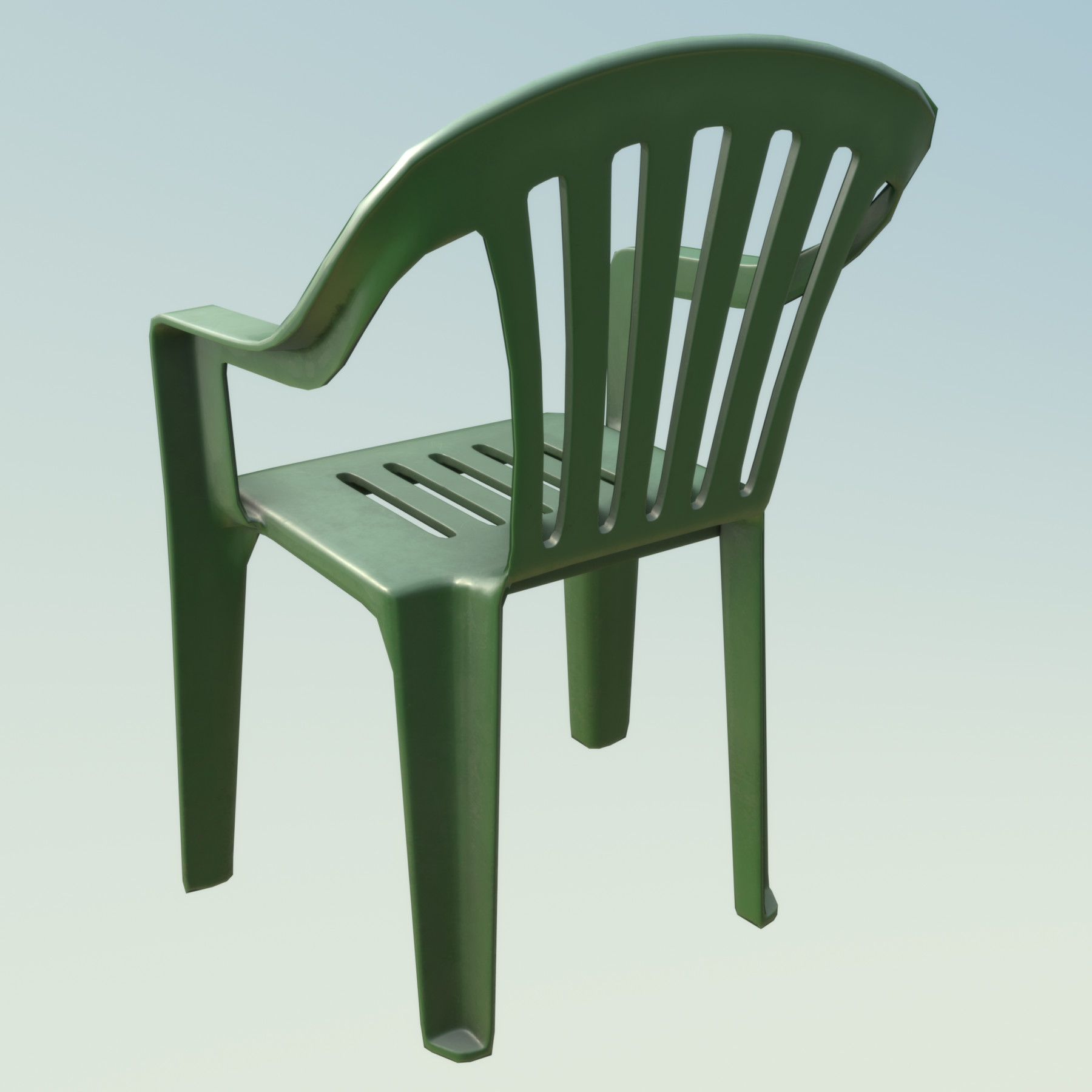 ArtStation Plastic Garden Chair Green 3 Versions Game Assets