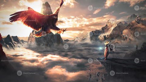 Fantasy Landscape Peruvian Incas Hunting an Ancient Eagle