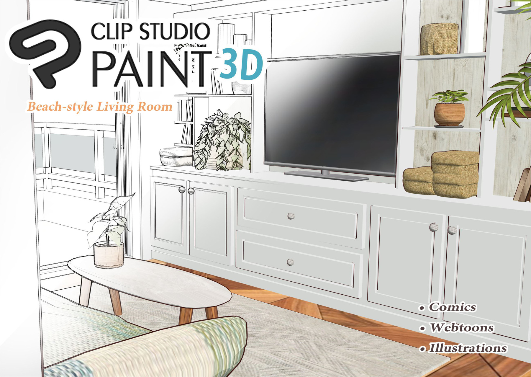 Artstation Beach Style Living Room 1 Clip Studio Paint 3d Model Resources