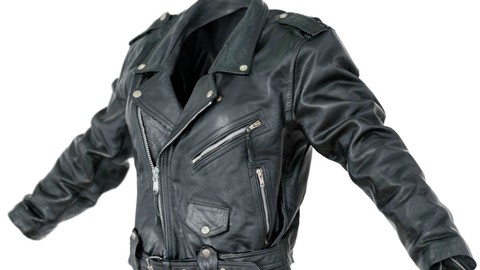 Vintage Jacket Moto Black Leather Closed