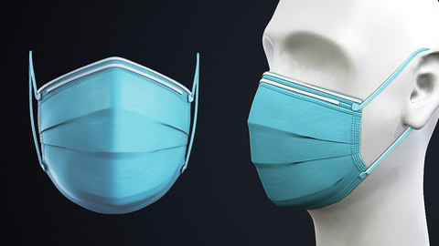 Medical - Surgical face mask with dummy head Low-poly 3D model