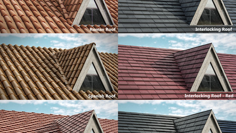 Archviz Roof tiles Pack | PBR compatible, 4K