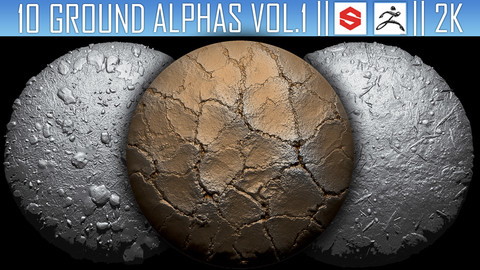 10 Ground Alphas Vol.1 (ZBrush, Substance, 2K)