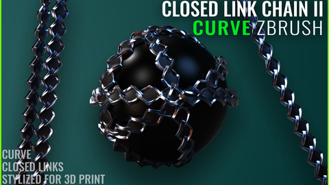 Chain Closed Link Curve II - Zbrush - Stylized for 3D Print