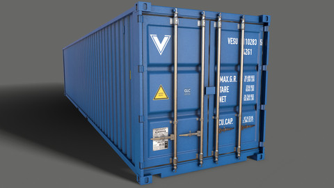 PBR 40 ft Shipping Cargo Container - Blue Light