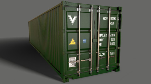 PBR 40 ft Shipping Cargo Container - Green Dark