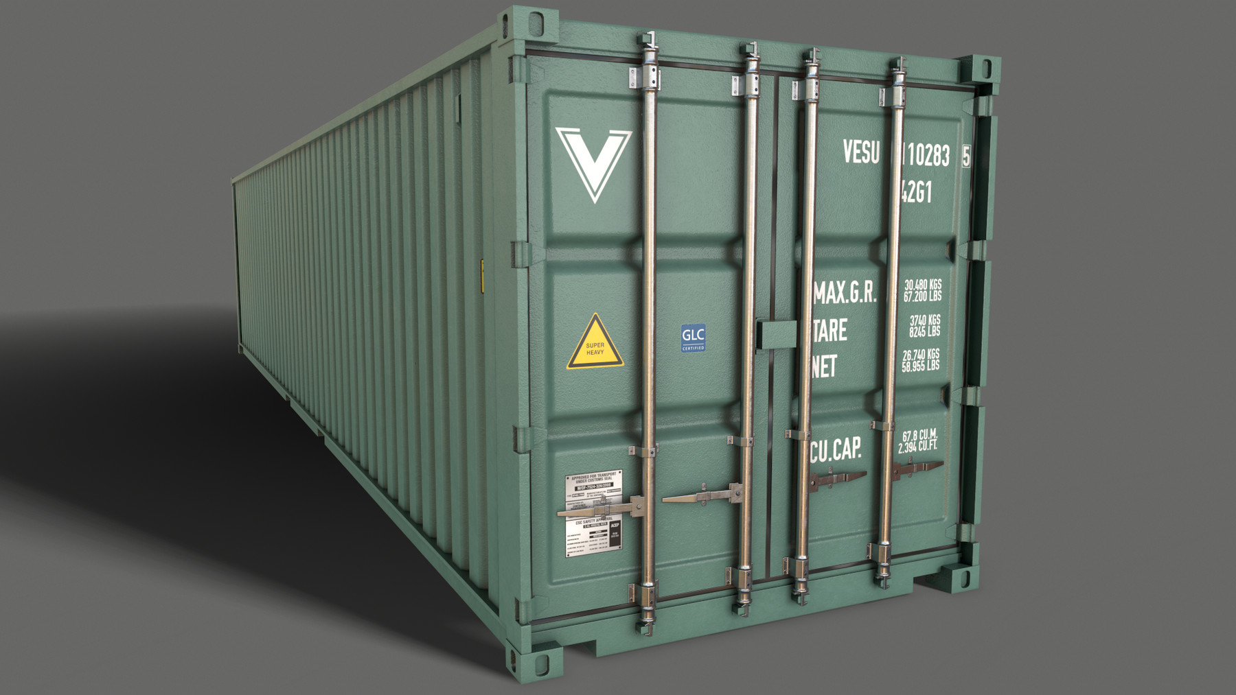 ArtStation PBR 40 ft Shipping Cargo Container Green Light Game Assets
