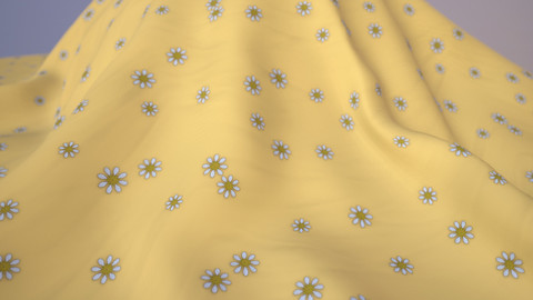 Embroidered Daisy Pattern Fabric