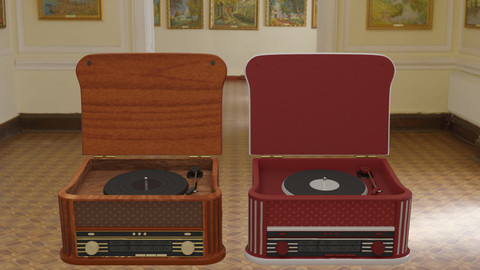 Vintage Record Player Radio 3D Model
