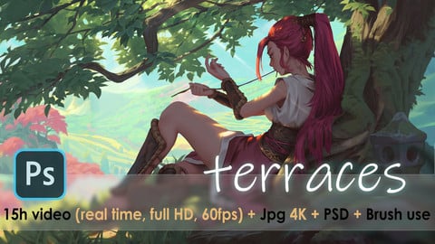 TERRACES - full video 16h (real time, full HD 60fps) - 4k image - PSD - Brushes