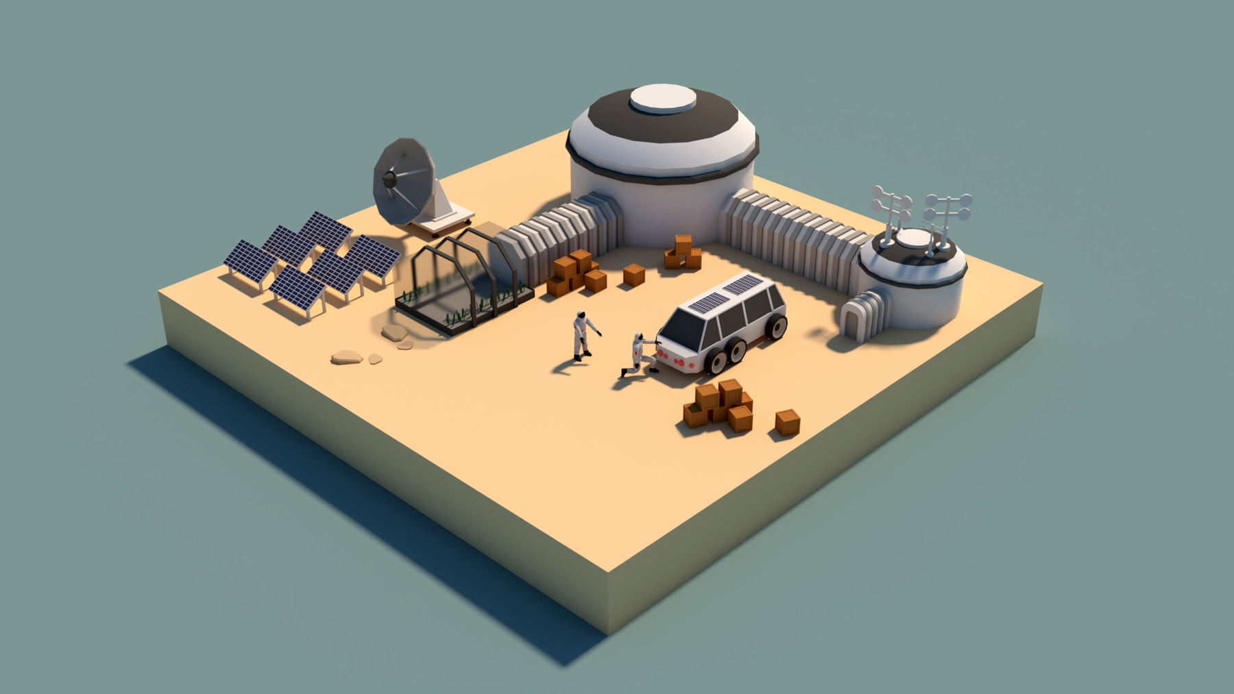 ArtStation - Low-Poly Space Hangar Pack