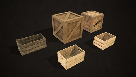 Wooden Crates - Low Poly