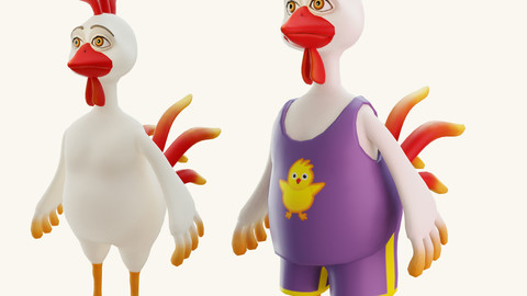 Stylized cartoon character rooster