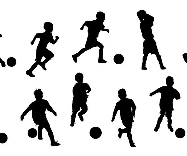 kids playing soccer silhouette
