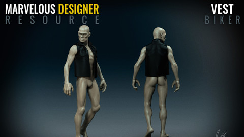 Biker Vest - Marvelous Designer Resource