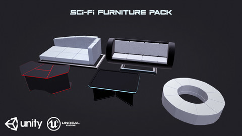 SciFi Furniture Pack - Real Time/3D Assets/4K Textures/Files(MB, MAX, OBJ, FBX, Unity, Unreal)