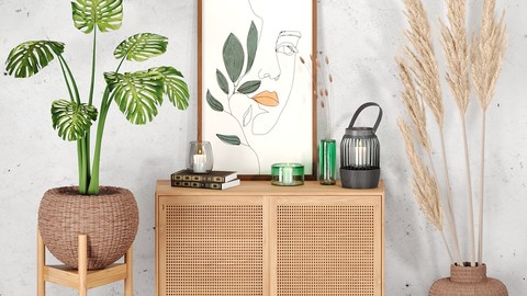 Decor Set-no5- By Rattan Table And Baskets