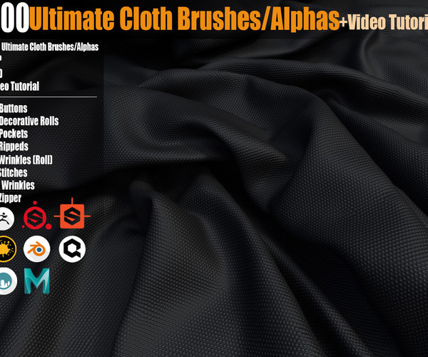 ArtStation - 300 Ultimate Cloth BrushesAlphas + Video Tutorial | Artworks