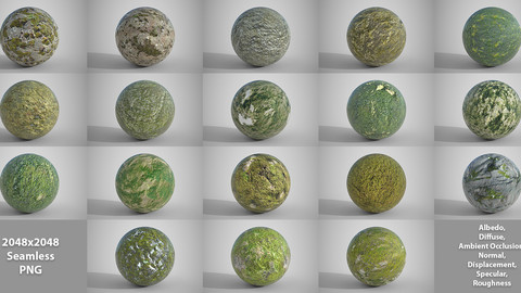 18 Seamless Mossy Surfaces PBR Volume 1