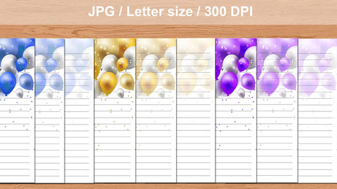 Printable package of 9  journal page Super Ballon Party, digital, printable, jpg