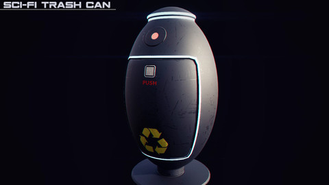 SciFi Trash Can - Real Time/3D Asset/4k Textures/Files(MB, MAX, OBJ, FBX, UE4, Unity, Marmoset)