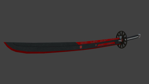 Sci-Fi Samurai Sword 5 - Flame Blade Low-poly 3D Model