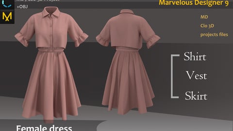 Summer Dress_School Summer Uniform_MD_For Zbrush Practice