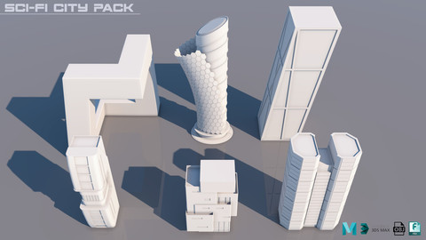 SciFi City Pack - 3D Assets/No Textures/Files(MB, MAX, OBJ, FBX)