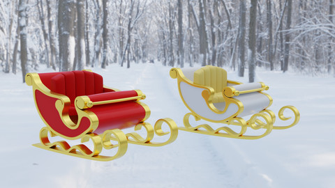 Santa Sleigh  3D Model