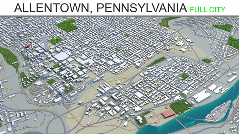 Allentown City  Pennsylvania 3D Model 30 km