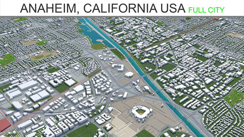 Anaheim City California USA 3D Model 40km