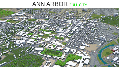 Ann Arbor City 3D Model  30km