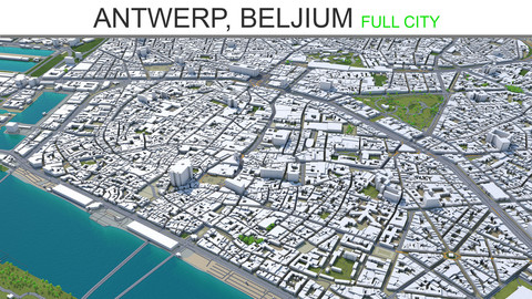 Antwerp City  Belgium 3D Model 55 km