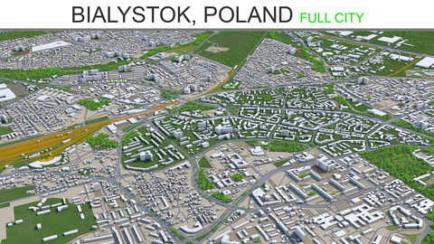 Bialystok City Poland 3D Model 60km